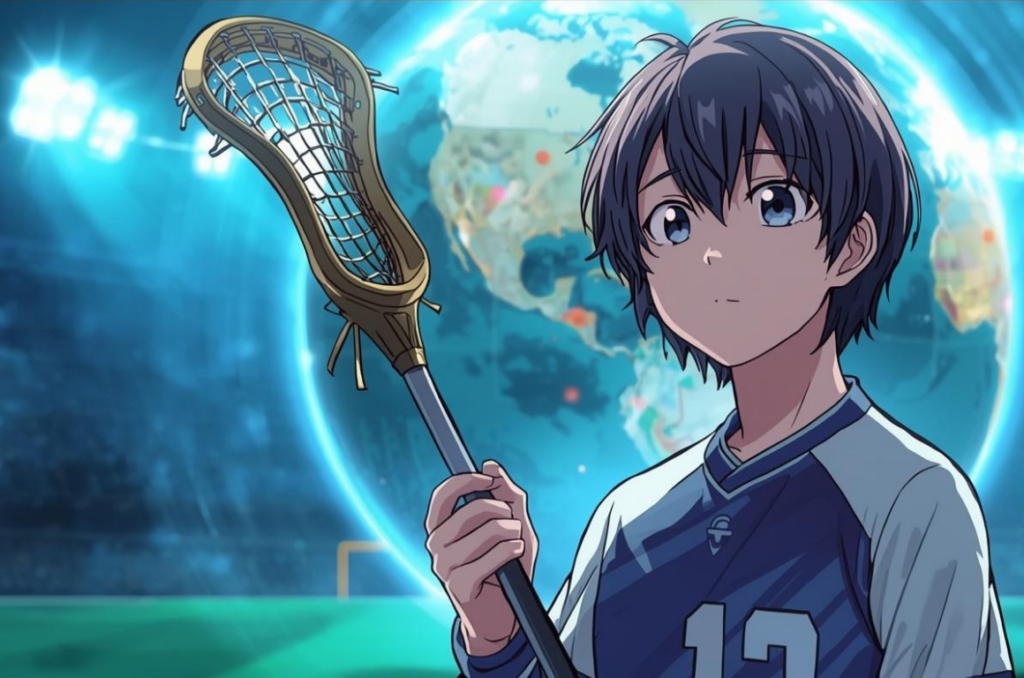 ラクロスコートと施設の雰囲気が分かる、フィールド全体のイラスト